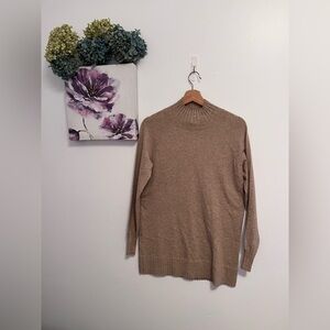 Melanie Lyne Mock Neck Rib Knit Sweater in colour Dark Oatmeal- XS
